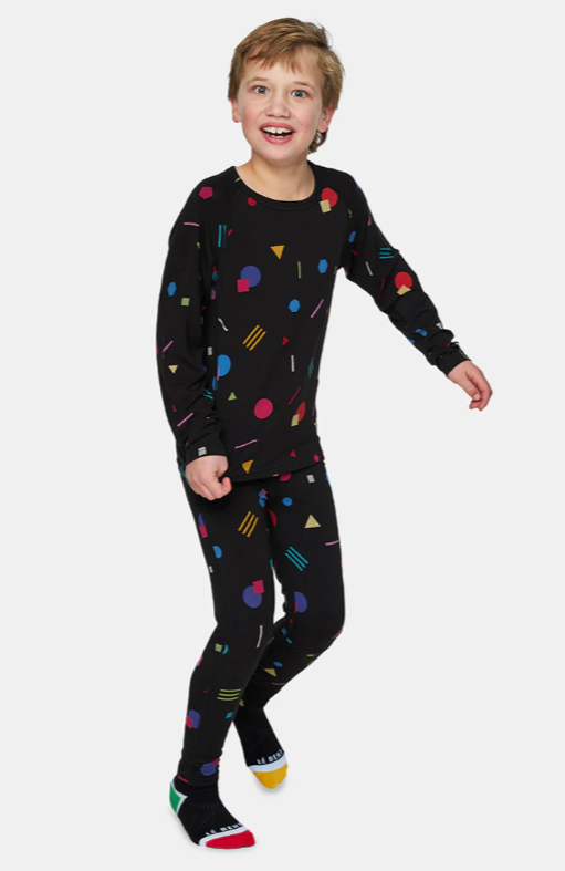 Le Bent Kids Confetti Midweight Raglan Base Layer