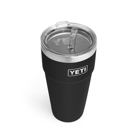 YETI Rambler Bottle, with Straw Cap - BLACK . 769ml, 26oz
